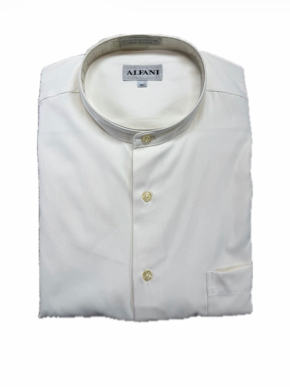 Vintage Alfani Mens XL Band Collar Dress Shirt Alabaster/Ivory NWT 90s Korea
